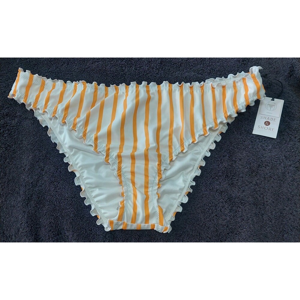Shade & Shore Xl (16-18) Orange & White Stripe Bikini Bottoms Swimwear